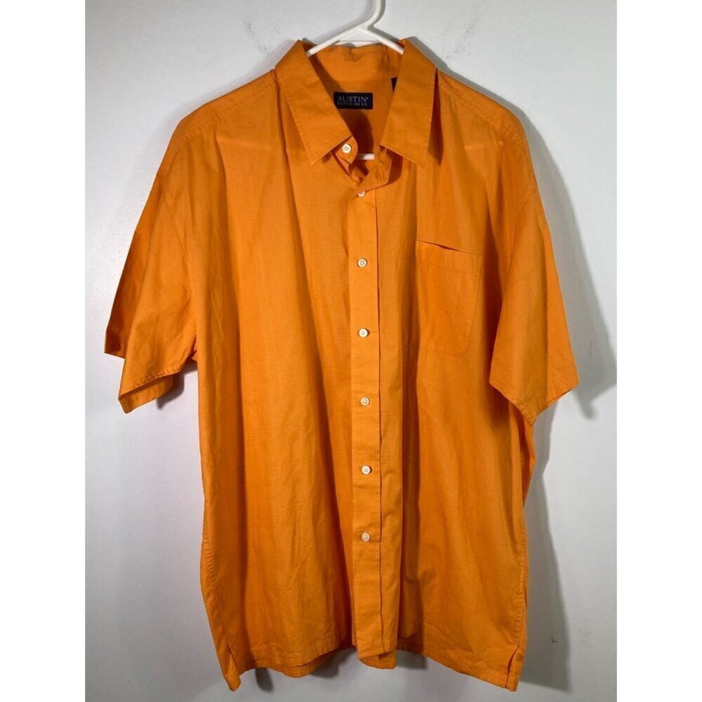 Mens Austin Clothing Co Short Sleeve Cotton Button‎ Shirt Orange 2XL